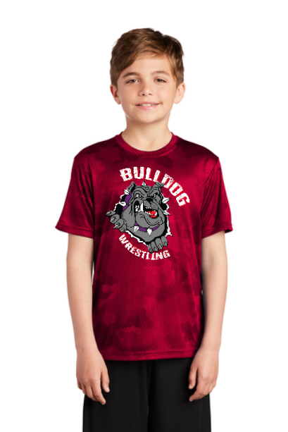 BULLDOG WRESTLING TEE 24-25 YST370 Sport-Tek® Youth CamoHex Tee