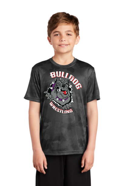 BULLDOG WRESTLING TEE 24-25 YST370 Sport-Tek® Youth CamoHex Tee