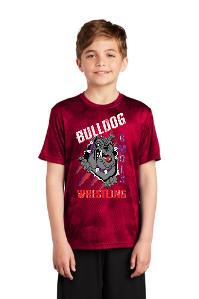 BULLDOG WRESTLING TEE 24-25 YST370 Sport-Tek® Youth CamoHex Tee 2