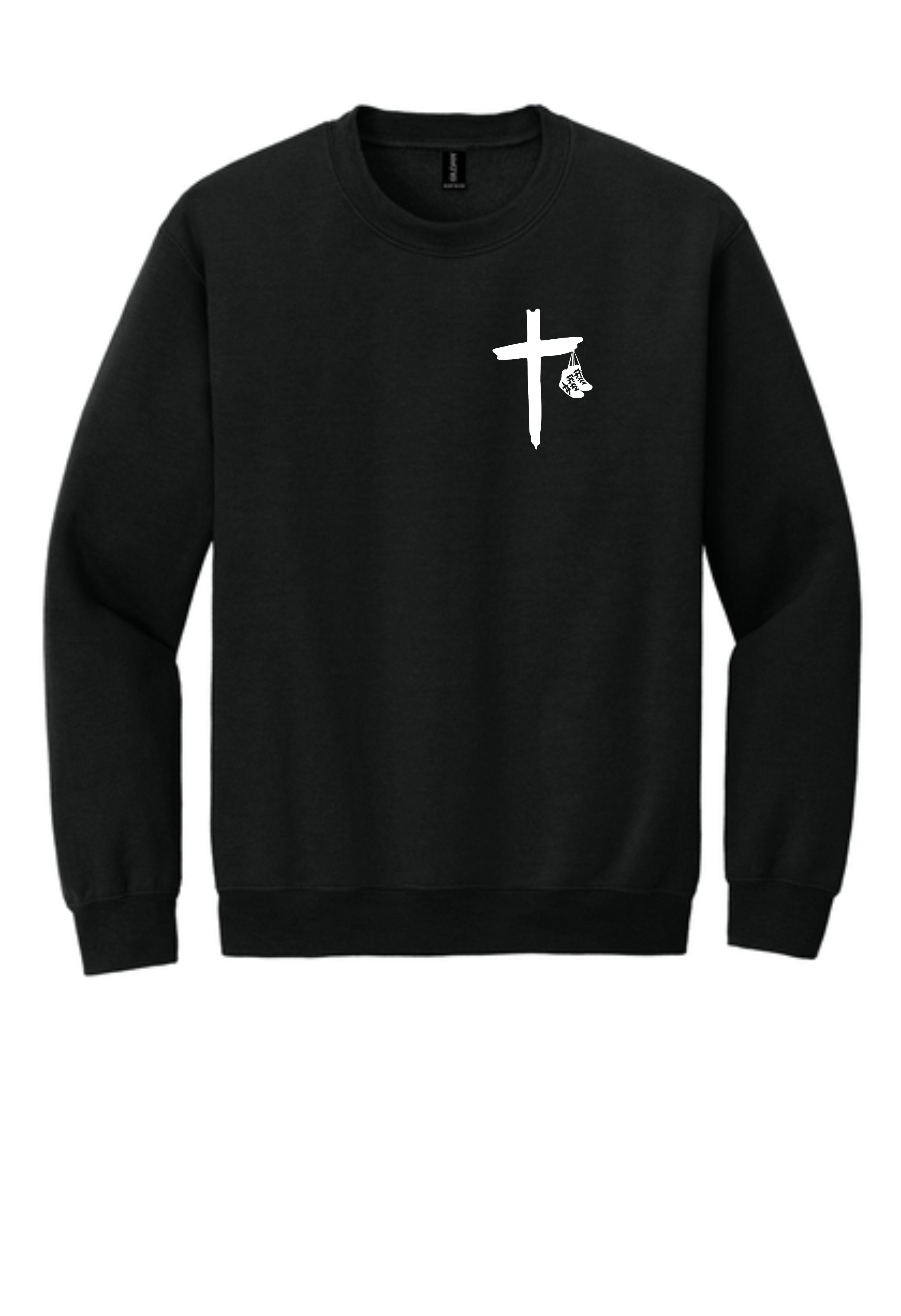 Shoes on the cross crewneck